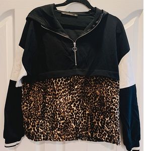 Zara colorblock leopard print hoodie